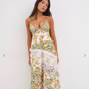 For Love And Lemons Yellow Maxi Sundress Sleeveless